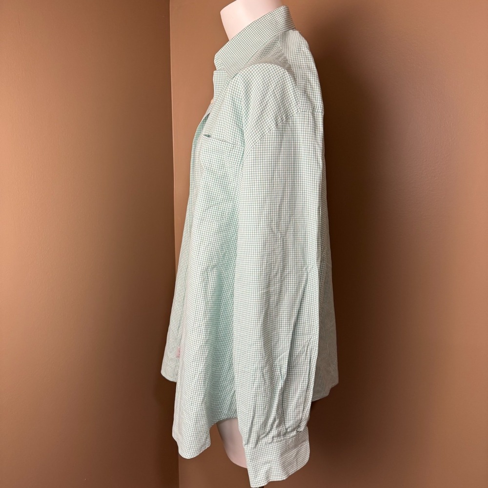 Peter Millar Crown Finish White Green Gingham Button-Down Shirt Size XL - Picture 5 of 10